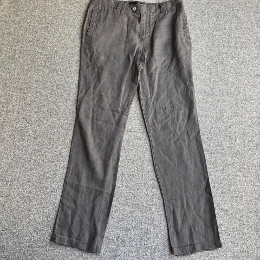 Zara Linen Pants Mens 31x32 Basic Charcoal Grey Straight Leg Casual